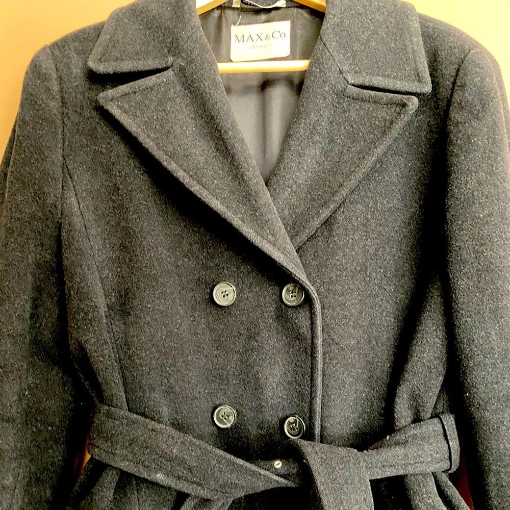 MAX MARA Charcoal double breasted pur wool coat Max &co classics